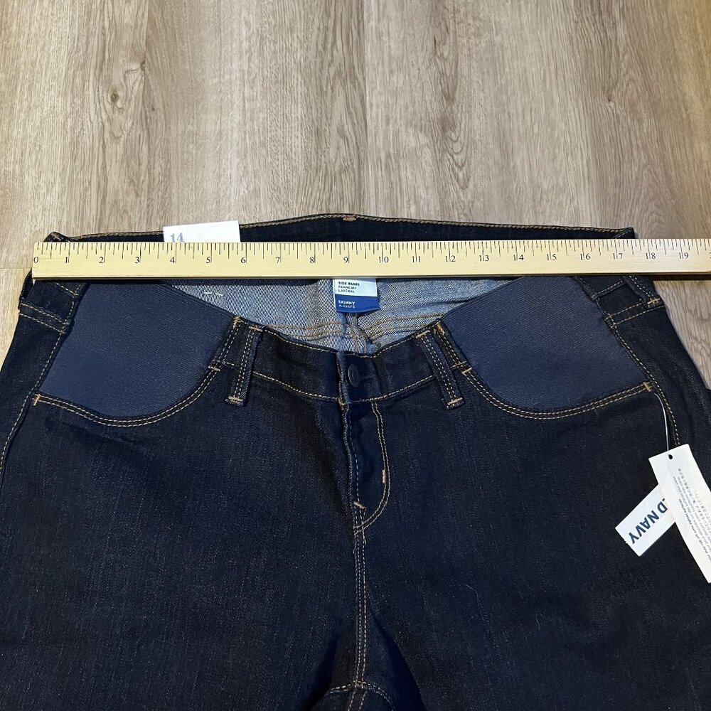 NWT Old Navy Maternity Skinny Jeans Dark Wash Denim Side Panel Stretch sz 14 NEW - Picture 7 of 10